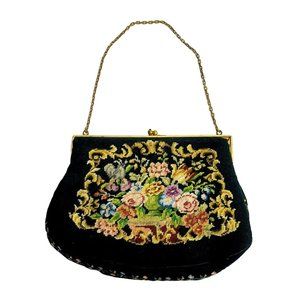 Vintage Purse Needlepoint Tapestry Handbag Bag 7.5" x 5.5"